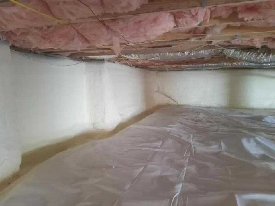 Crawl space encapsulation with closed-cell spray foam for Commercial Roof Restoration in University Heights